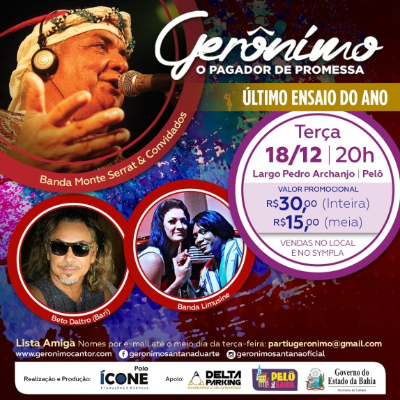 Pelourinho Salvador Show Gerônimo flyer 18 dezembro